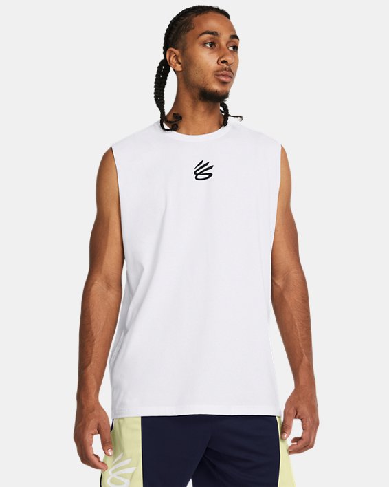 Camiseta sin mangas Curry para hombre, White, pdpMainDesktop image number 0